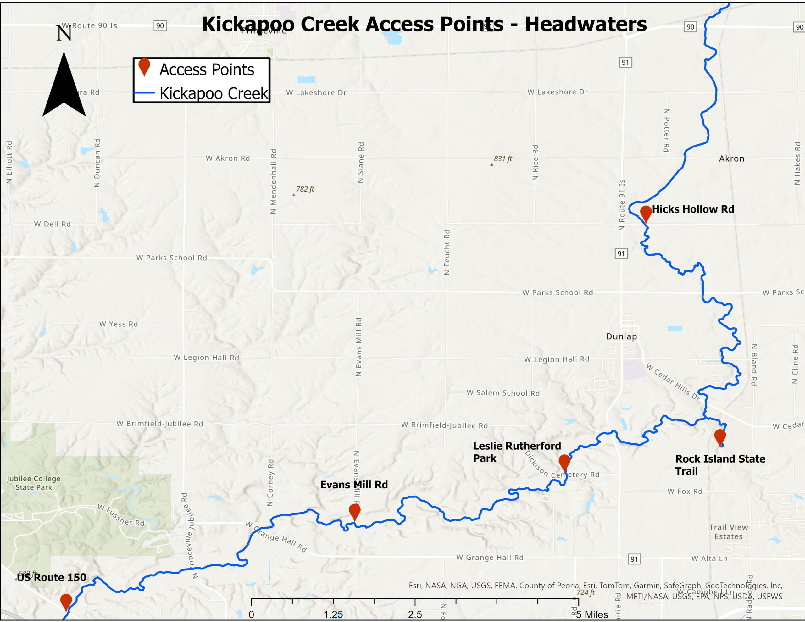 Kickapoo Creek Access Points Headwaters