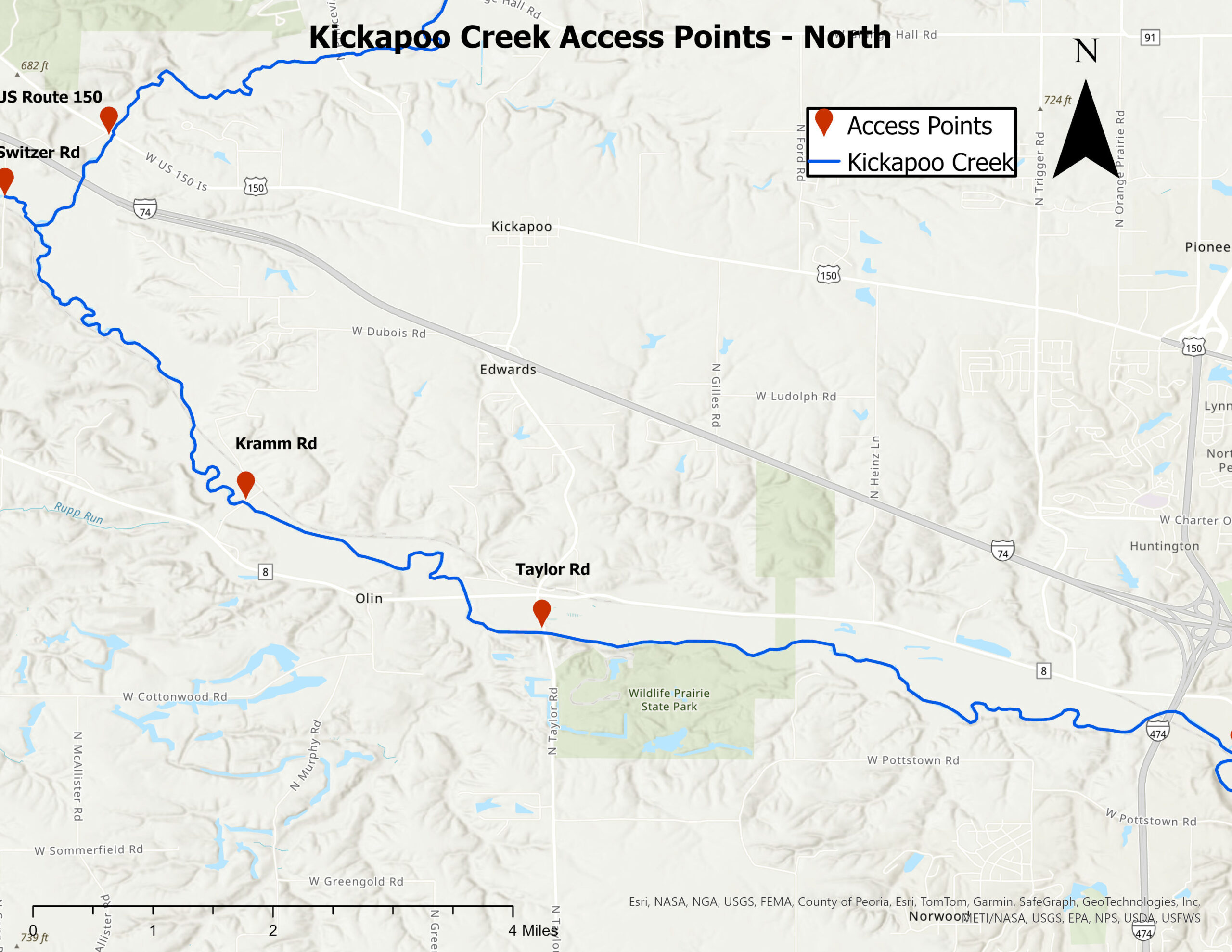 Kickapoo Creek Access Points North