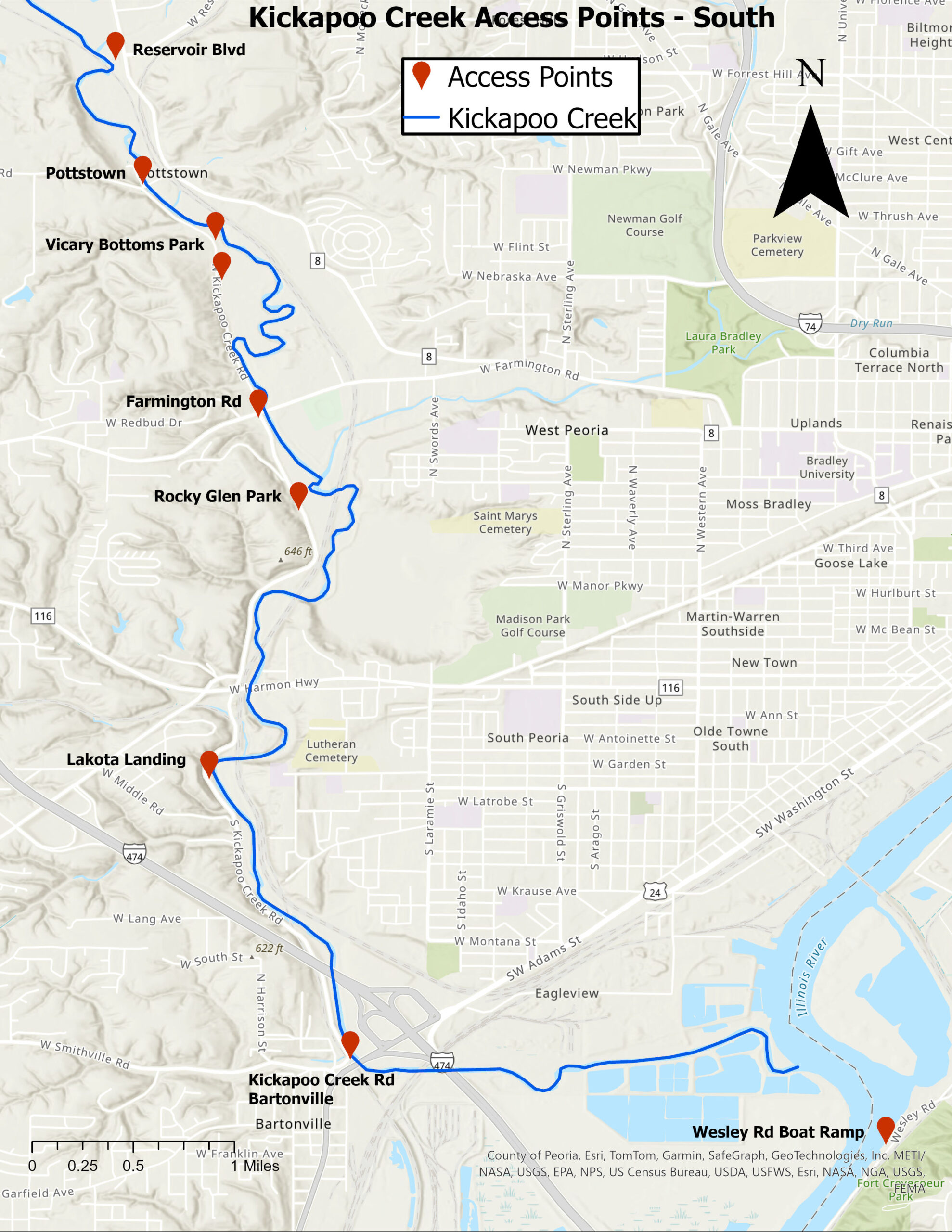 Kickapoo Creek Access Points South